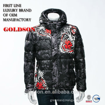 2017 Soft Shell Men Short Hoody Down Coat Embroidery Printing